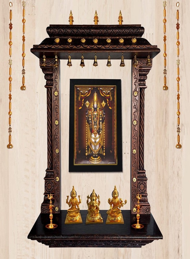 101Temples 101 Temples - Divinity Eternity Spirituality Tirupati Balaji Nijapada Dharshanam in Gold Garland God Photo Frame for Pooja Room with Wall Hook, 1 Piece | 13 x 10”, Matt Finish, Wood - Image 2